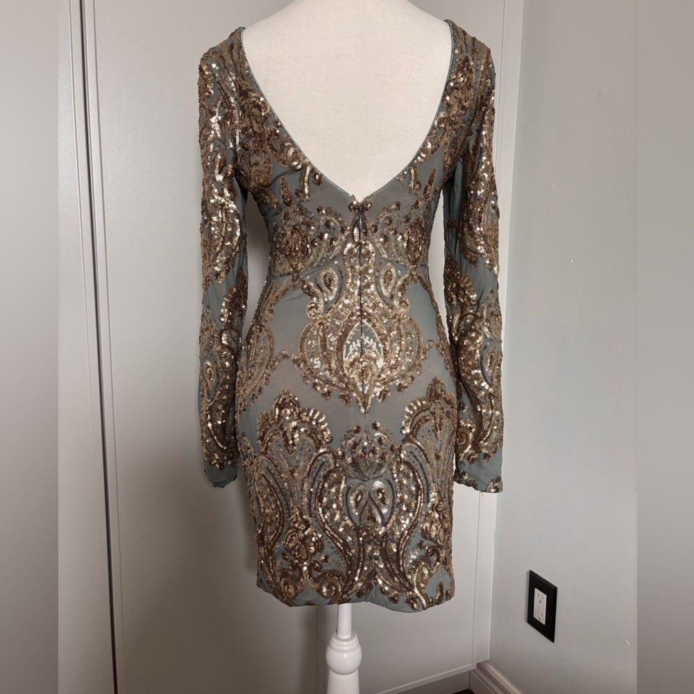 Dress the Population Sage and Gold Sequin Dress - Picture 9 of 11